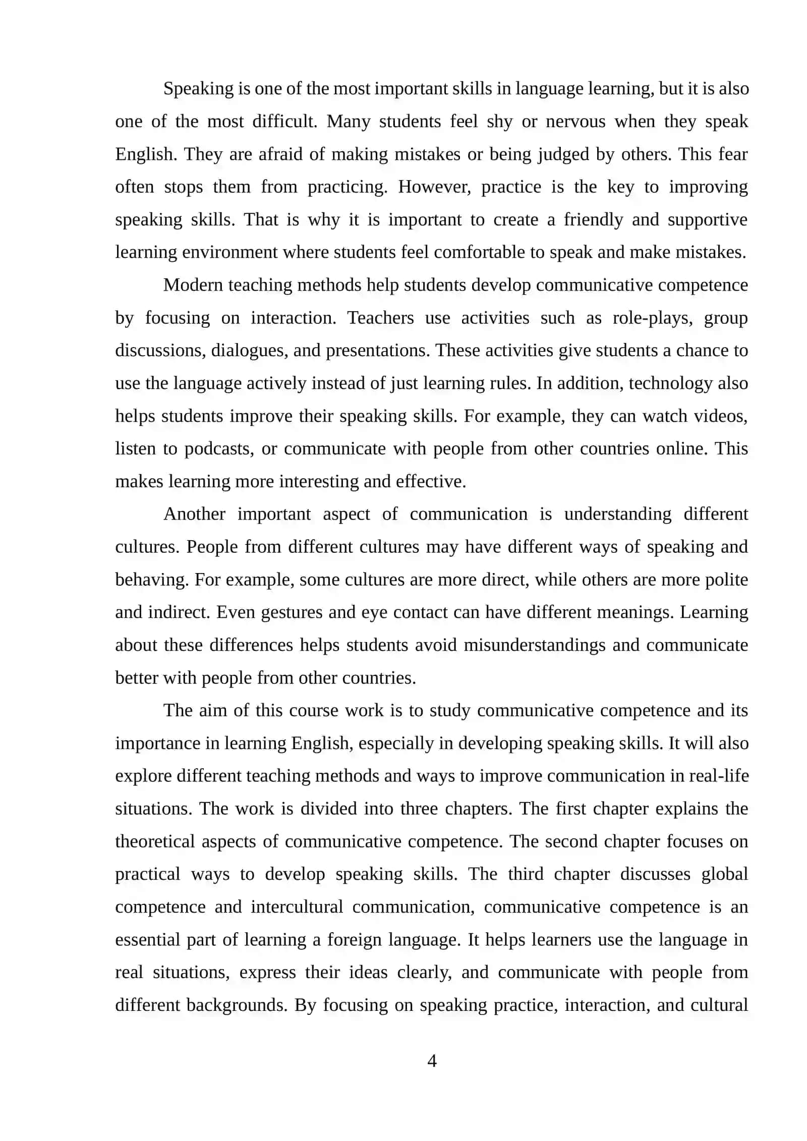 DEVELOPING GLOBAL COMMUNICATIVE COMPETENCE THROUGH ENGLISH SPEAKING 4