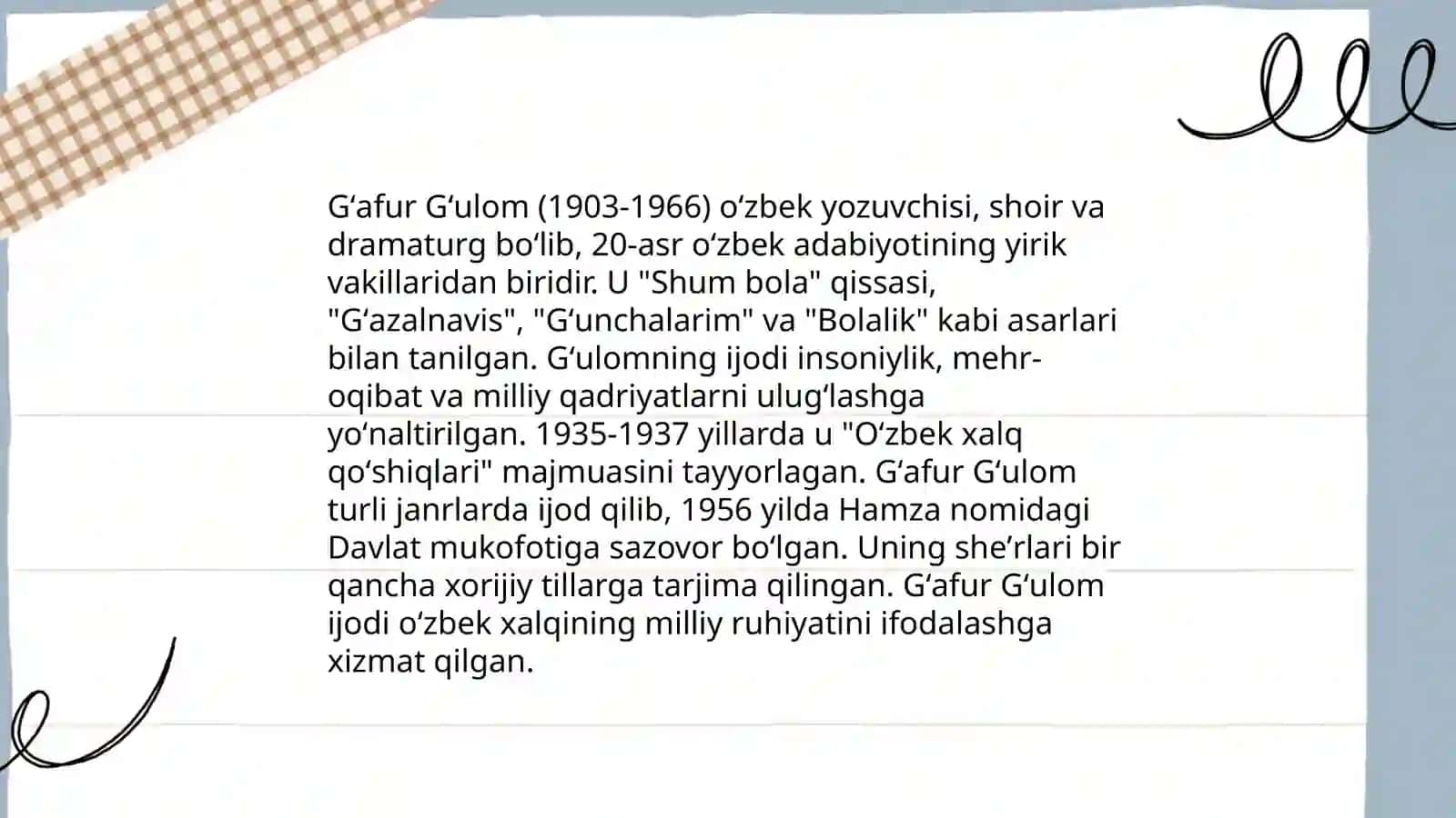 Gʼafur Gʻulomning hayoti va ijodi shum bola hikoyasi tahlili 4