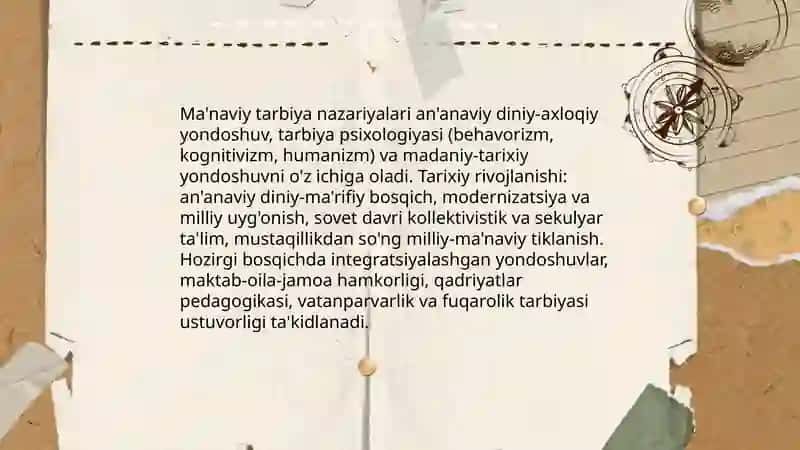 Ma'naviy tarbiya to'g'risidagi lik tasavvurlar, qarashlar va ta'limotlar 4