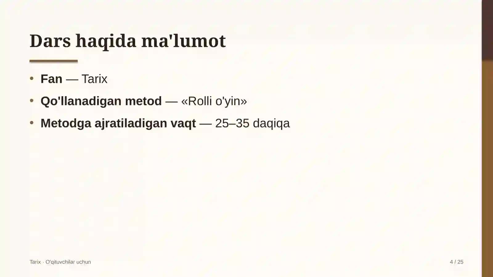 tarix darslarida rolli o'yin metodidan foydalanish 6201 4