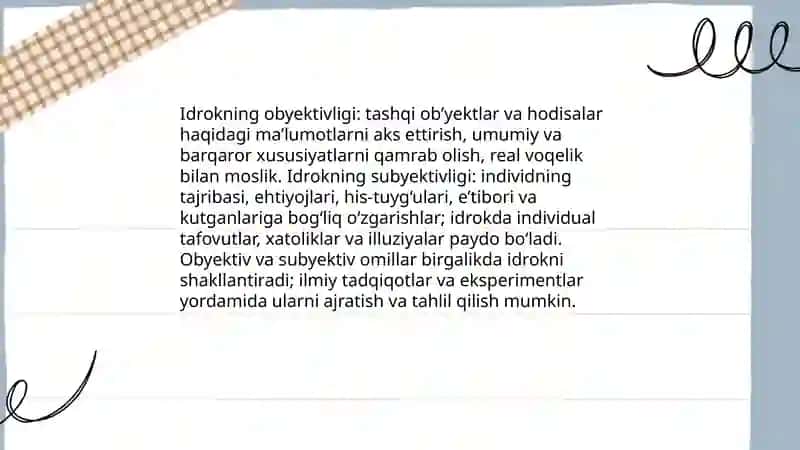Idrok haqida tushuncha va uning xususiyatlari 4