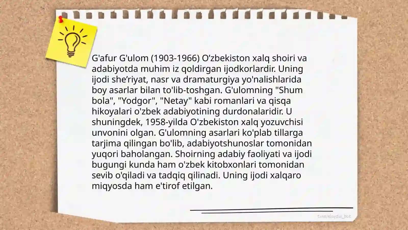 G'afur G'ulom va Quddus Muhammadiyning hayoti va ijodiy faoliyati bo'yicha 4
