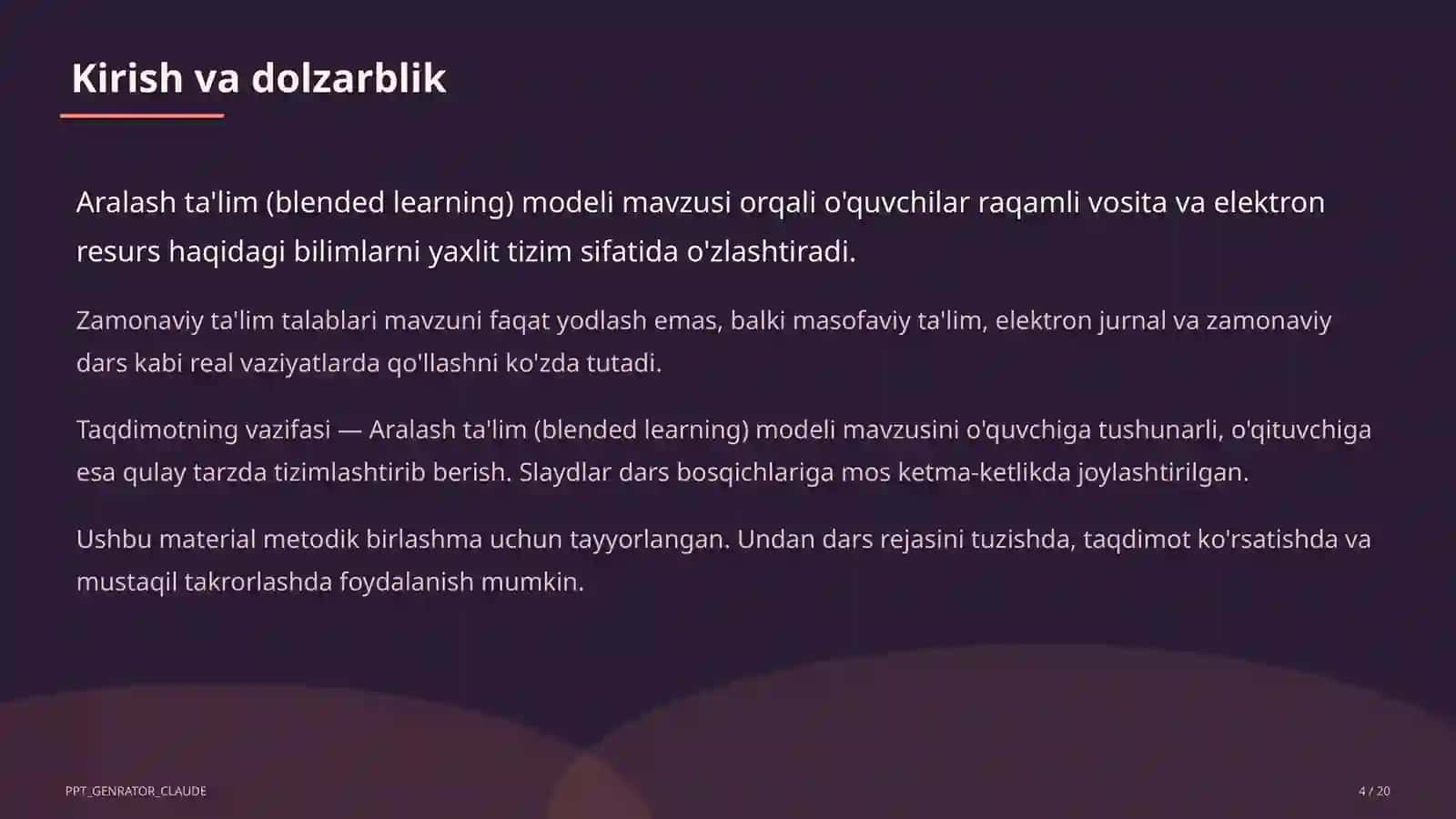 Aralash ta'lim (blended learning) modeli 4