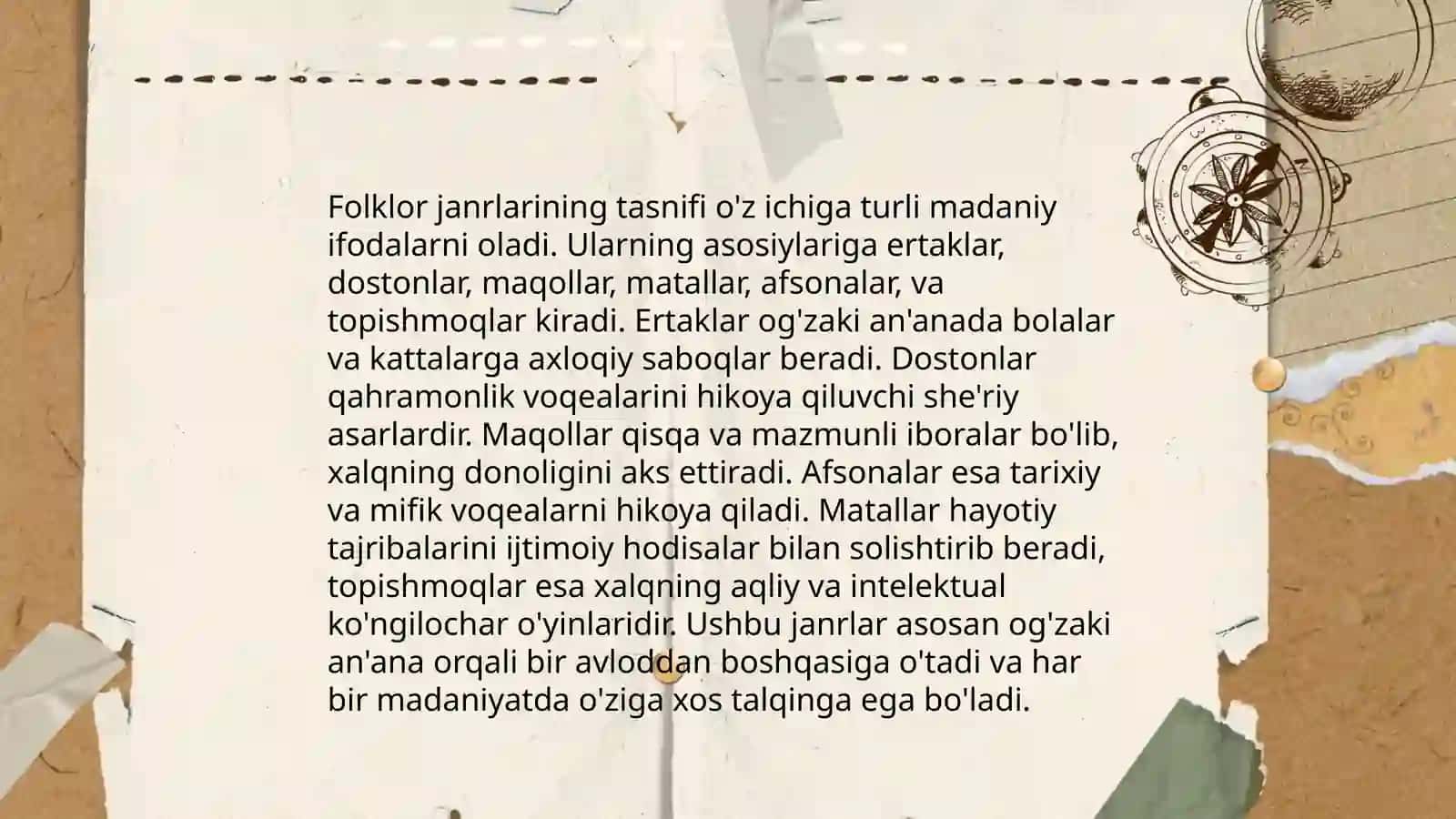 Folklor janrdagi asar tahlili namunasi mustaqil taʼlimda 4