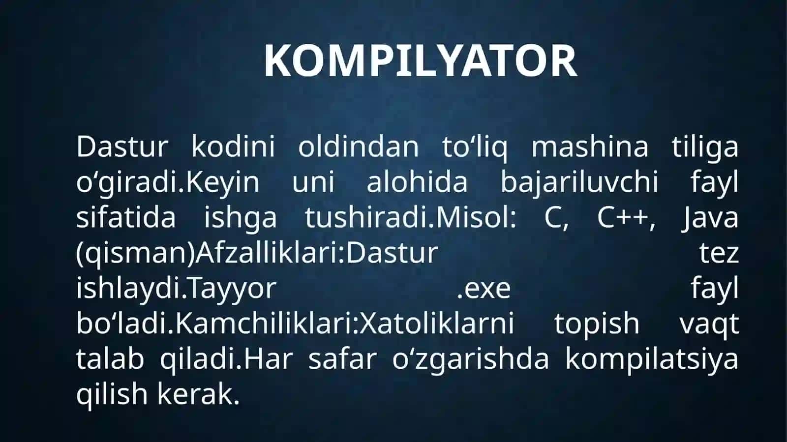Interpretatorlar va kompilyatorlar 4