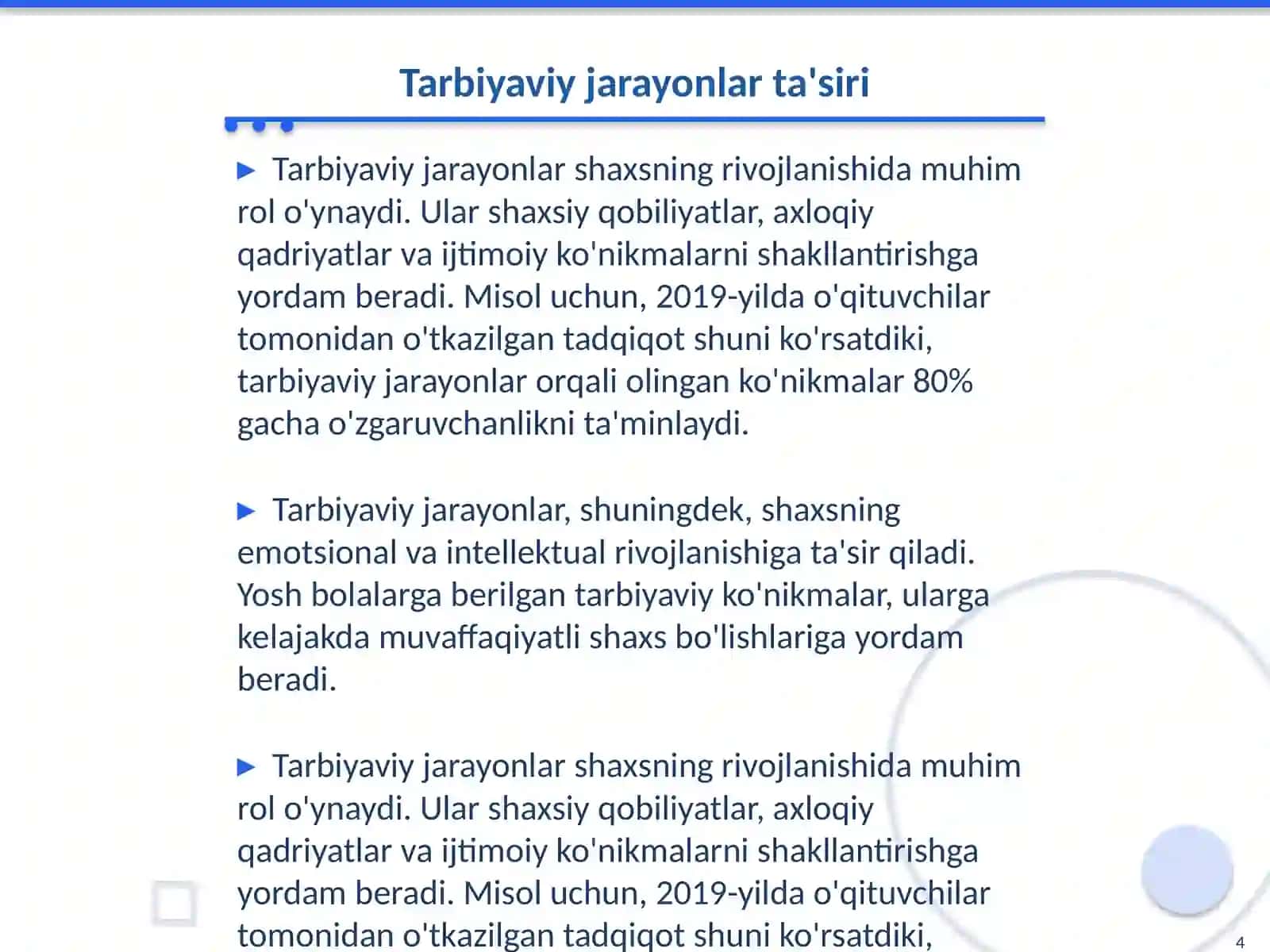 Shaxsning rivojlanishi tarbiyasi 4