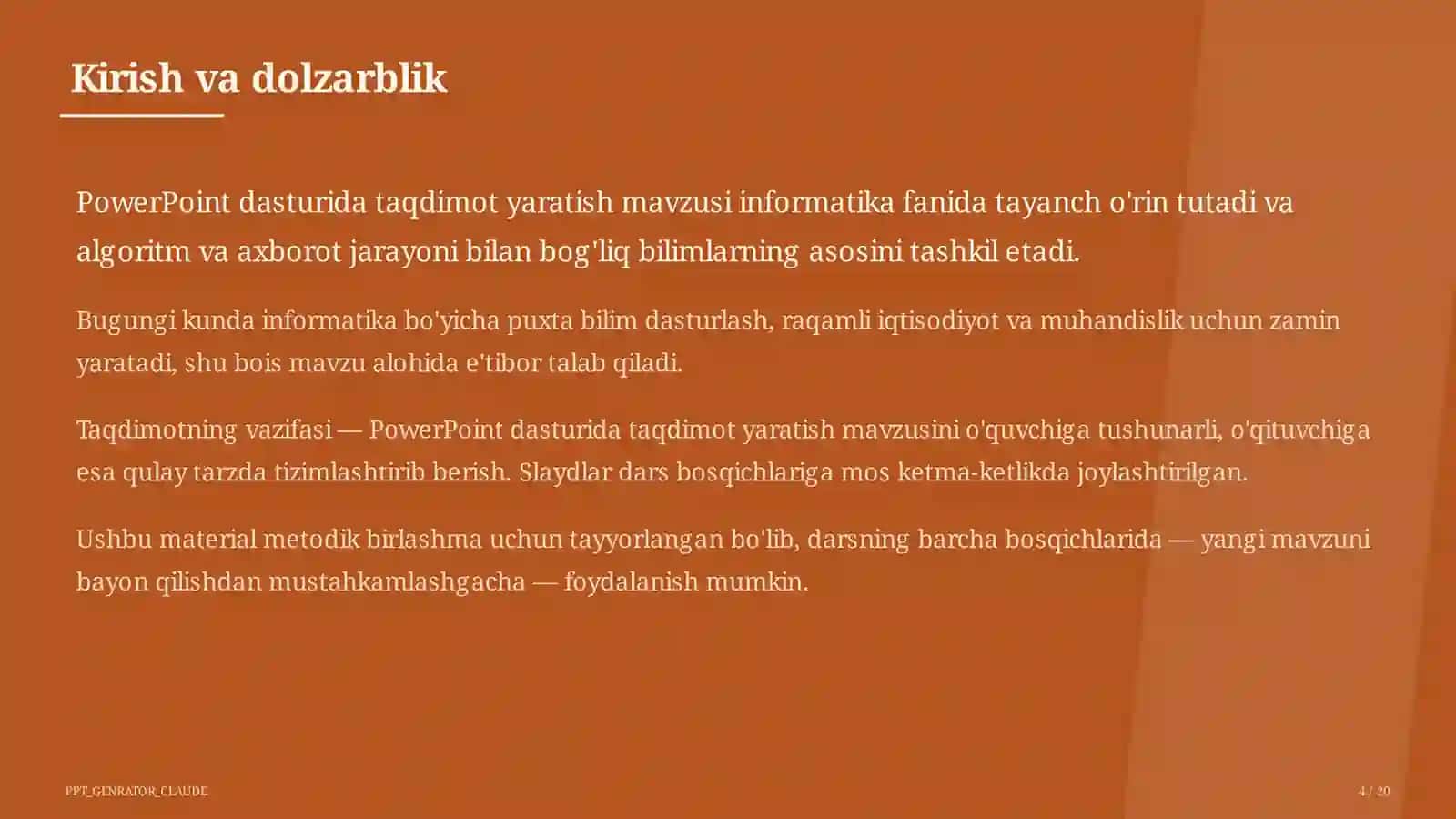 PowerPoint dasturida taqdimot yaratish (7-sinf) 4