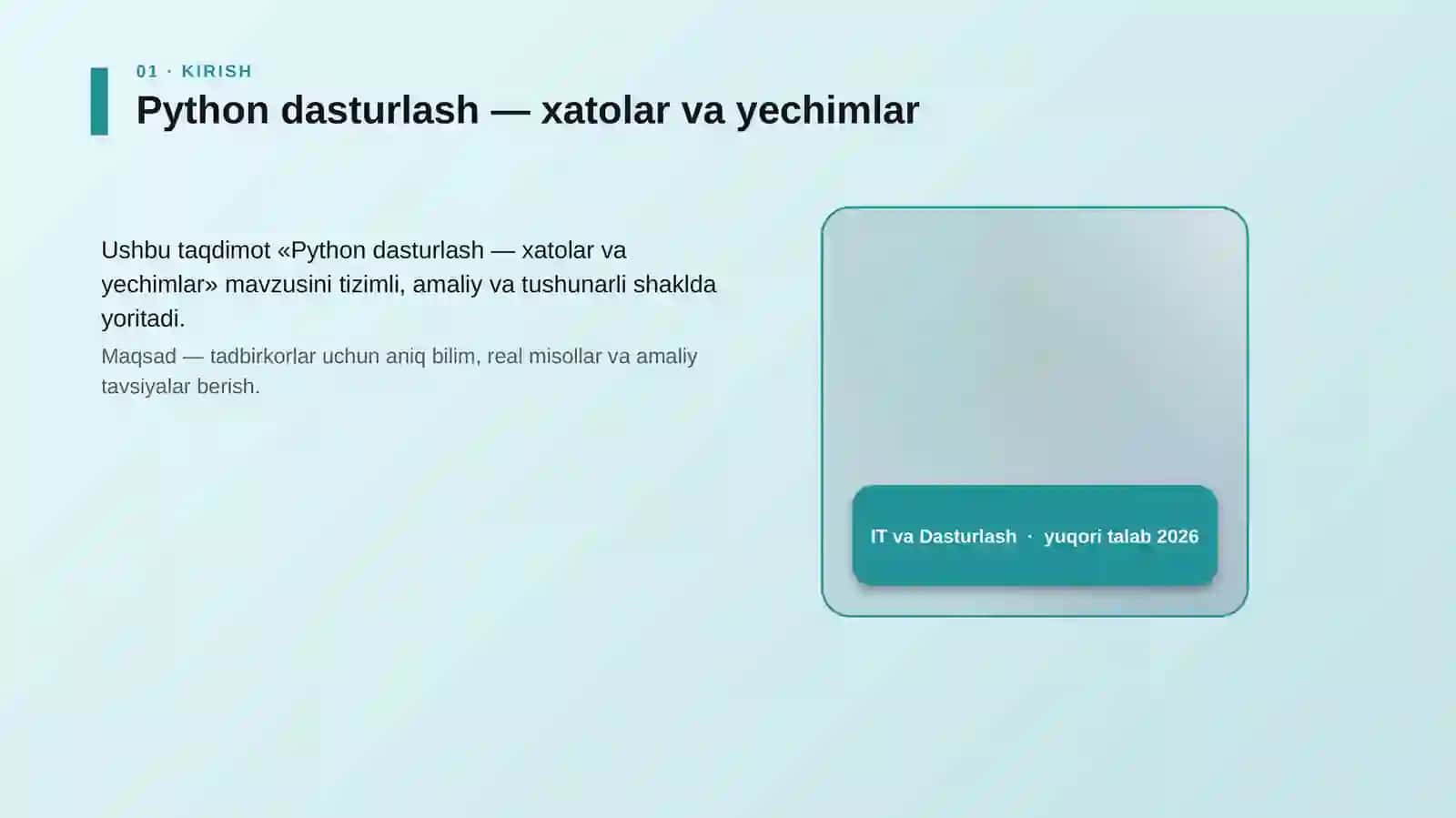 Python dasturlash — xatolar va yechimlar 4