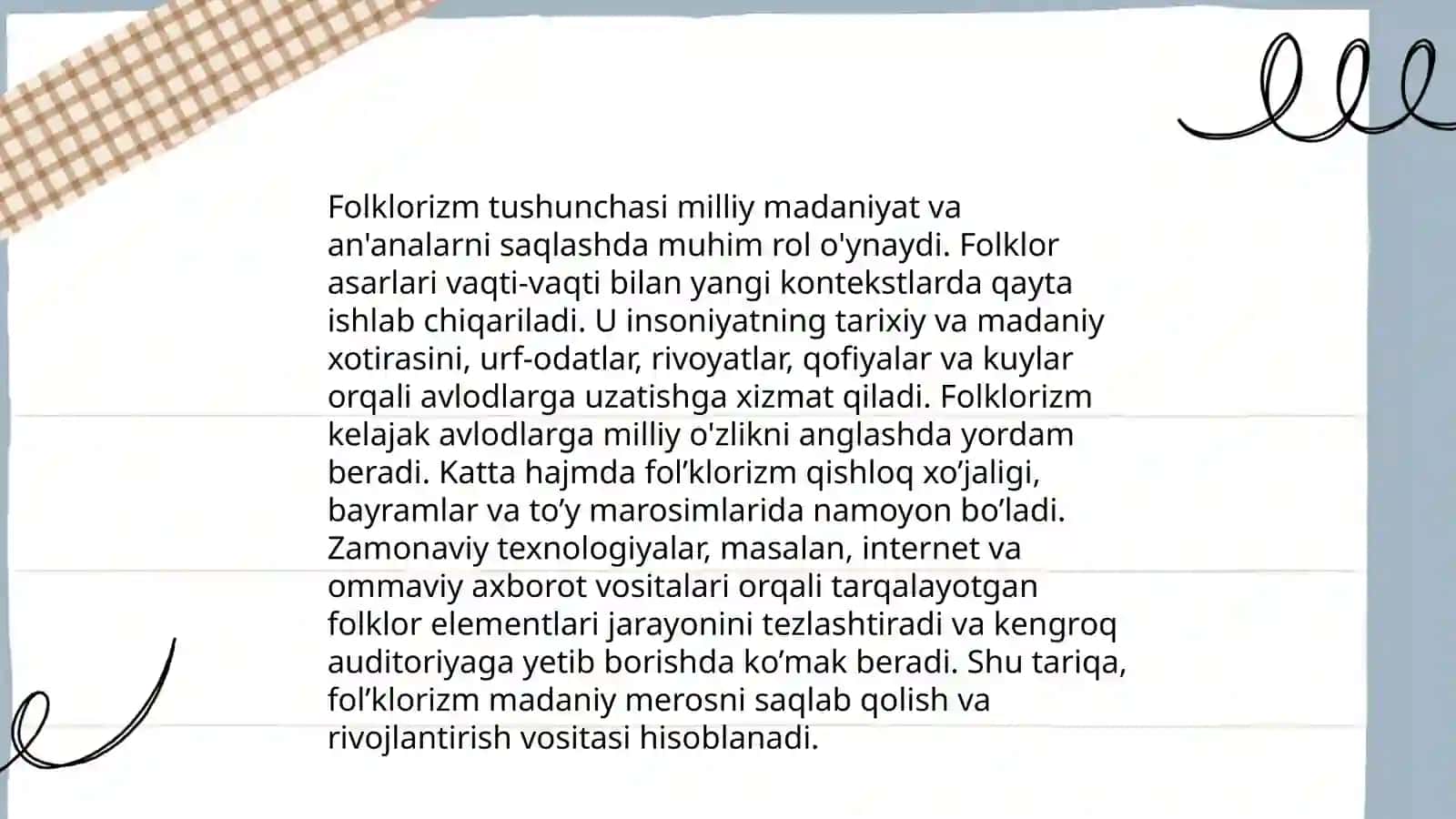 Folklor va badiiy adabiyot munosabatlari.Folklorizm tushunchasi 4