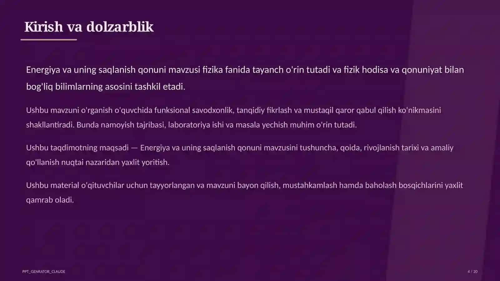 Energiya va uning saqlanish qonuni (7-sinf) 4