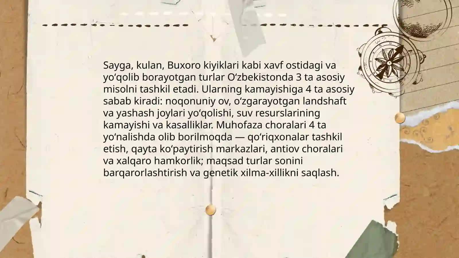 Oʻzbekiston hayvonot dunyosi,tabiatni muhofaza qoʻyish 4