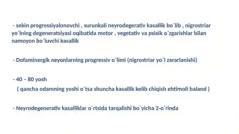 Parkinson kassalligi. 4