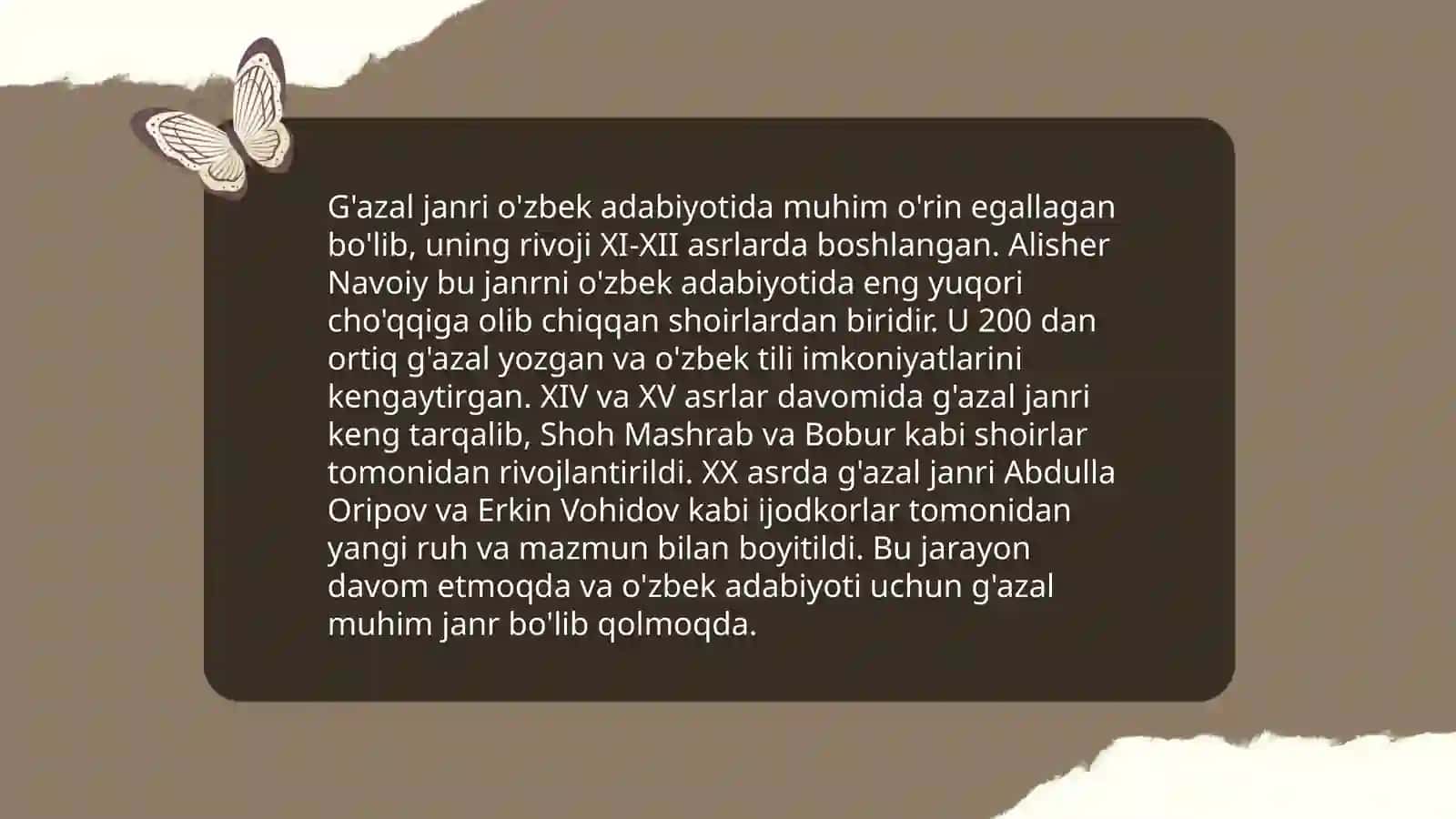 Mustaqillik davri she'riyatida g'azal janri tipologiyasi Abdulla Oripov 4