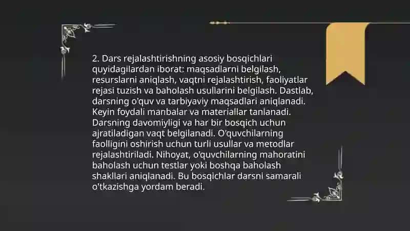 Oʼquv mashgʼulot yigʼinlarini rejalashtirish tahlil qilish 4