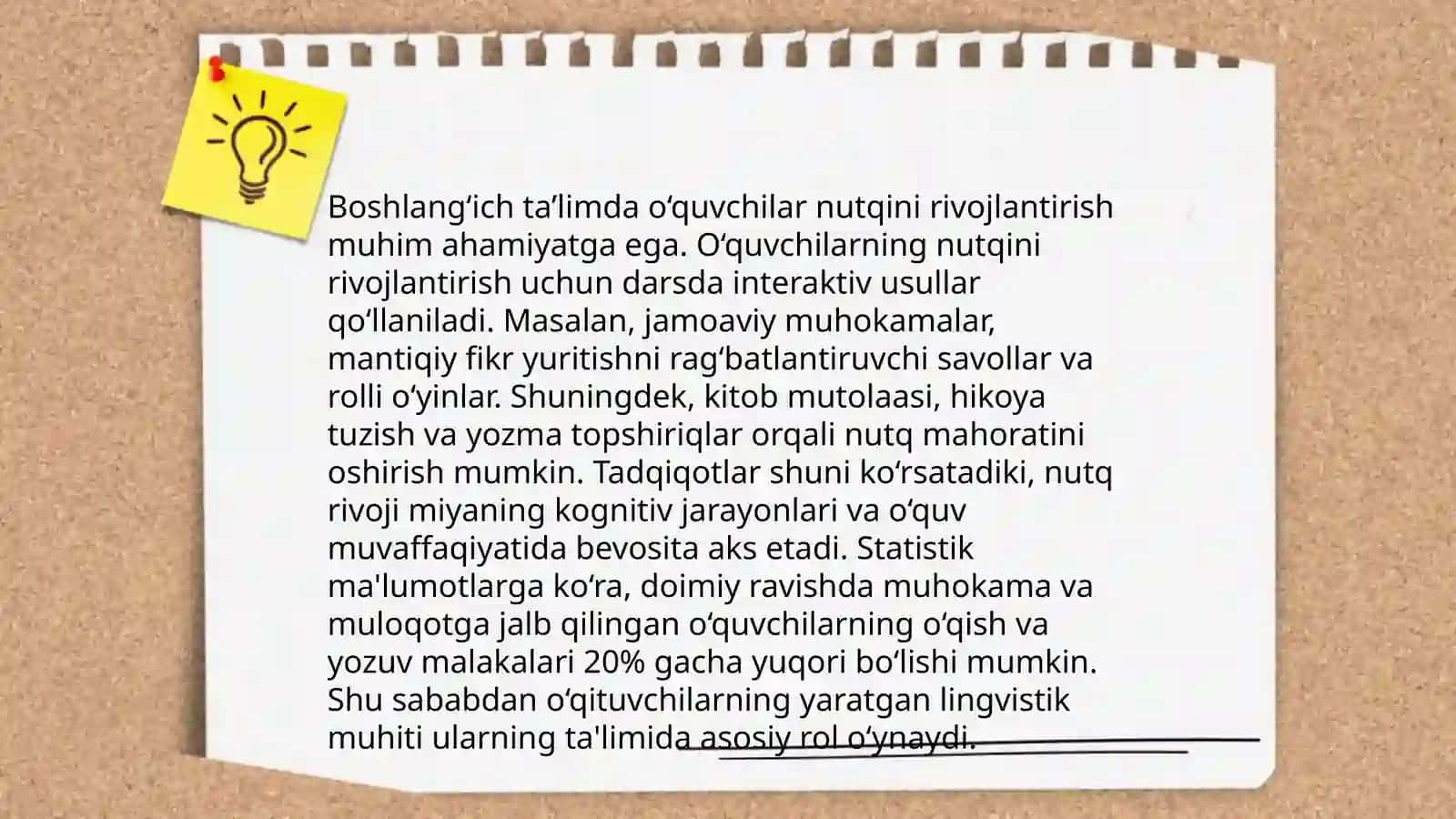 Boshlangʻich ta'limda matin ustida ishlash orqali oʻquvchilar nutqini oʻstirish usullariga oid multimediali taqdimotlar yaratish 4