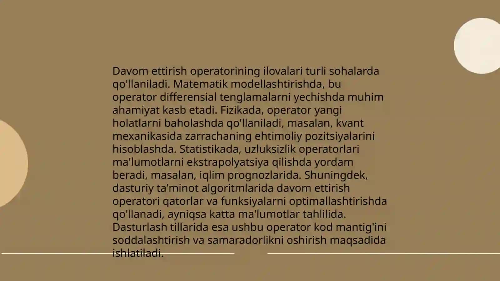 Davom ettirish operatori (loop operator) 4