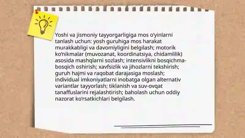 Darsdan tashqari mashg‘ulotlarda harakatli o‘yinlarni rejalashtirish 4