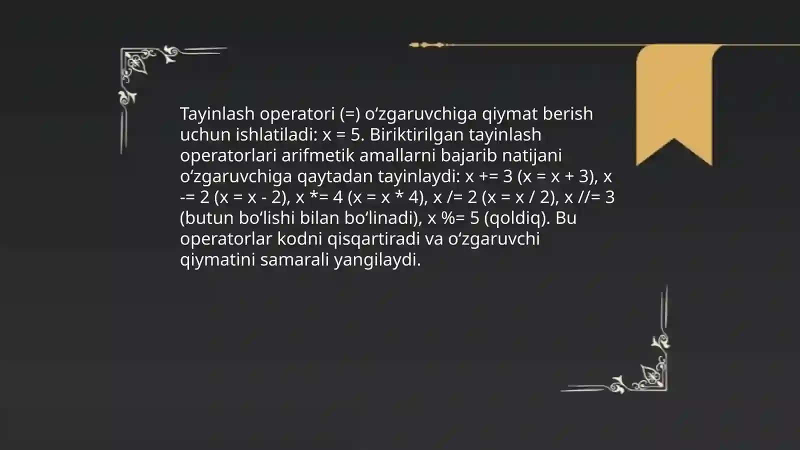 Pythonda operatorlar va ular bilan ishlash 4