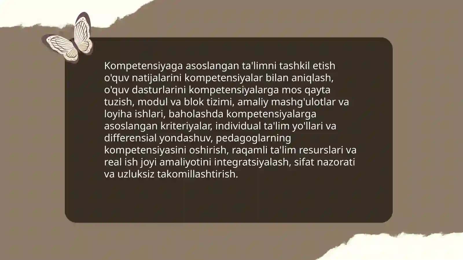 Maktabgacha,umumiy oʻrta,professional ta'limda oʻqitish jarayonlarini zamonaviy tashkil etish 4