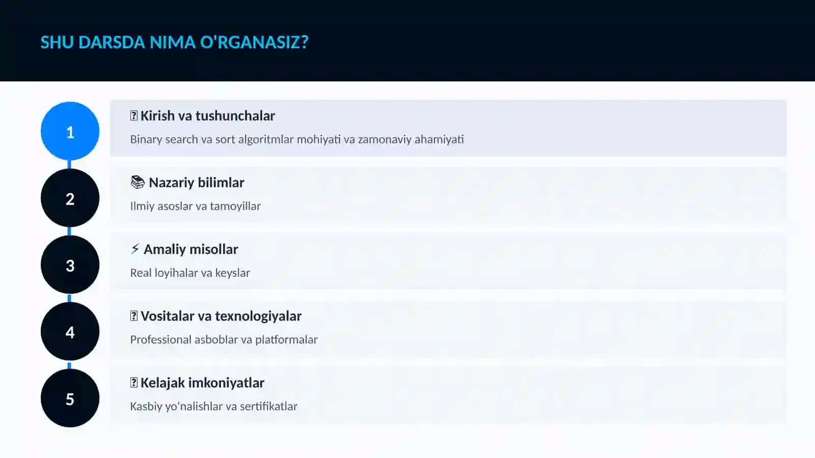 Binary search va sort algoritmlar 4