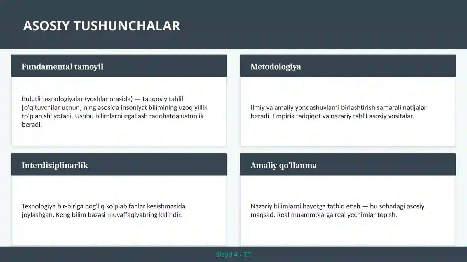 Bulutli texnologiyalar (yoshlar orasida) — taqqosiy tahlili [o'qituvchilar uchun] 4