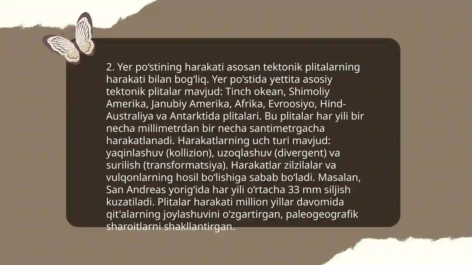 Litosfera va unda sodir bòladigan muhim voqea-hodisalar 4