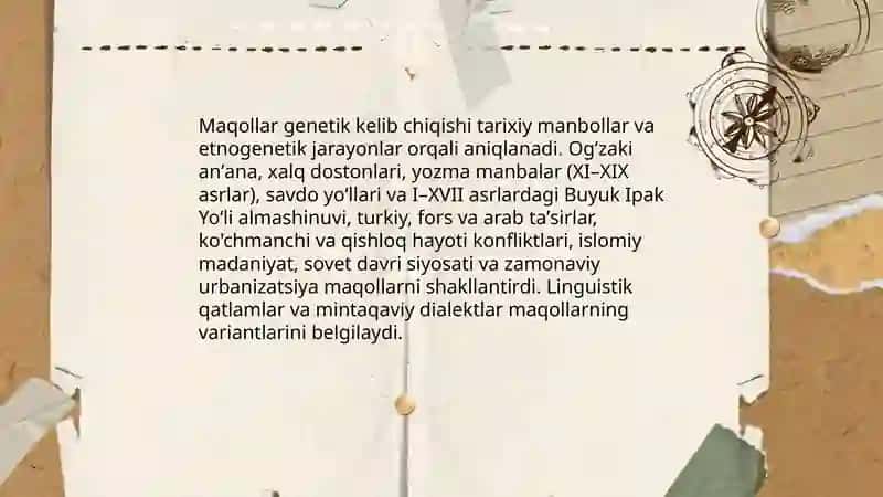 O'zbek xalq maqollari janr xususiyatlari va genezisi 4