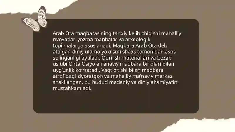 Tim qishlog'i Arab ota maqbarasi haqida ma'lumotlar 4