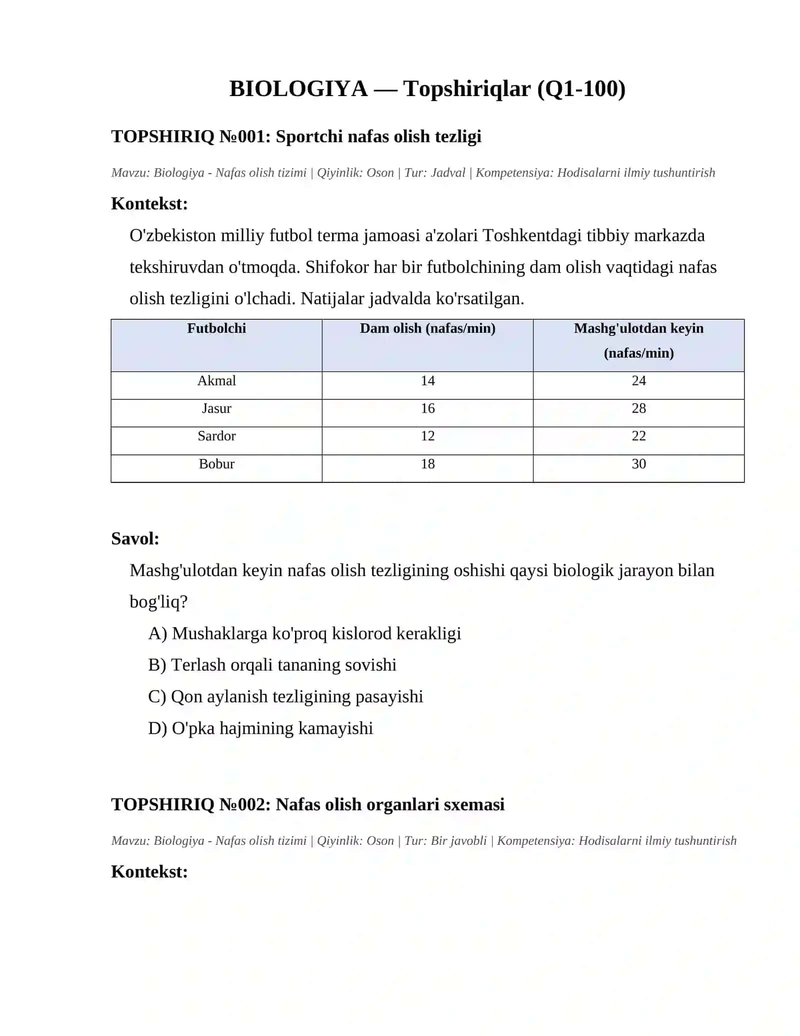 Biologiya 1000 test savollari 4