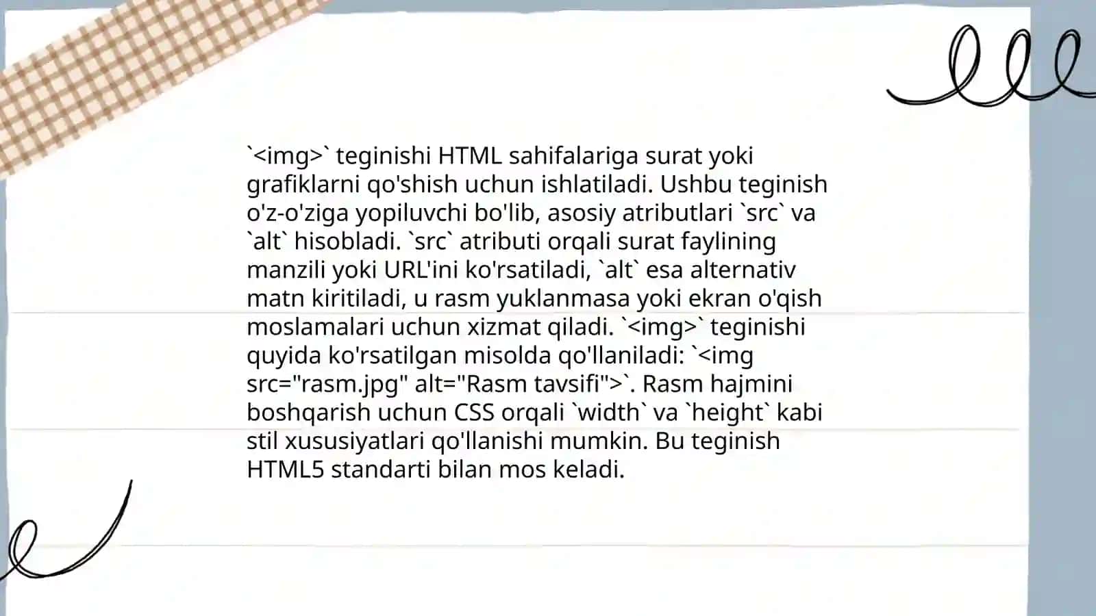 HTML tilida rasmlar hosil qilish teglari 4
