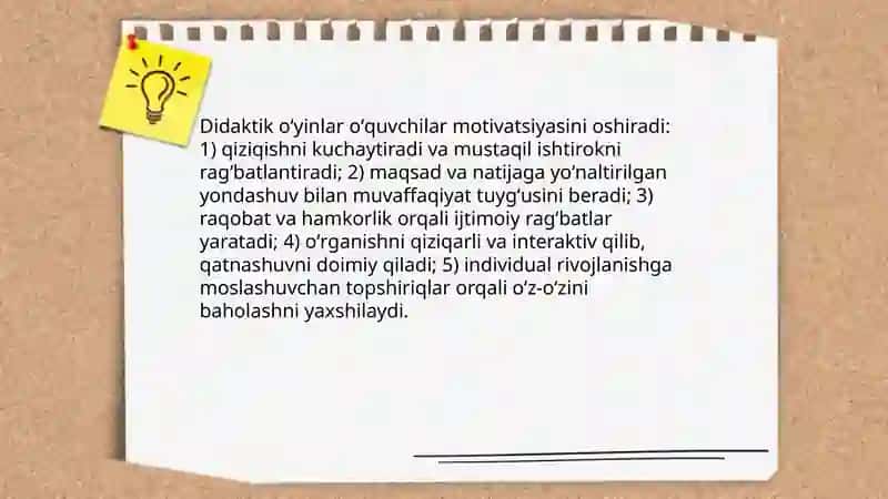 Sinfdan tashqari mashg'ulotlarda didaktik oʻyinlar ahamiyati 4