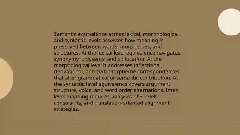 Inter level synonymy and inter language correspondence 4