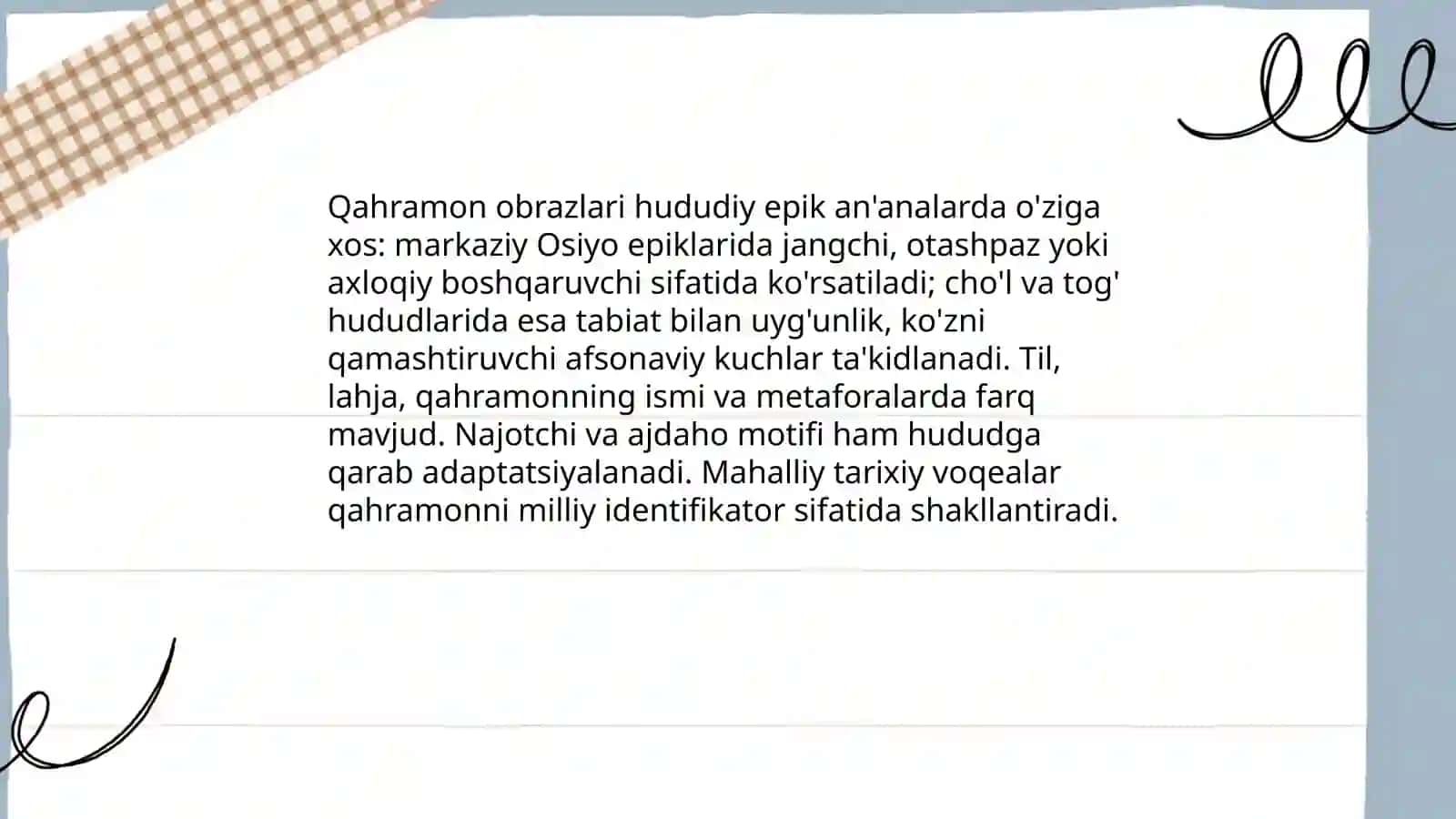 Hududlarga oid xalq o'gzaki ijodagi o'xshashlik va farqni o'rganish va tahlil qilish talaba 4