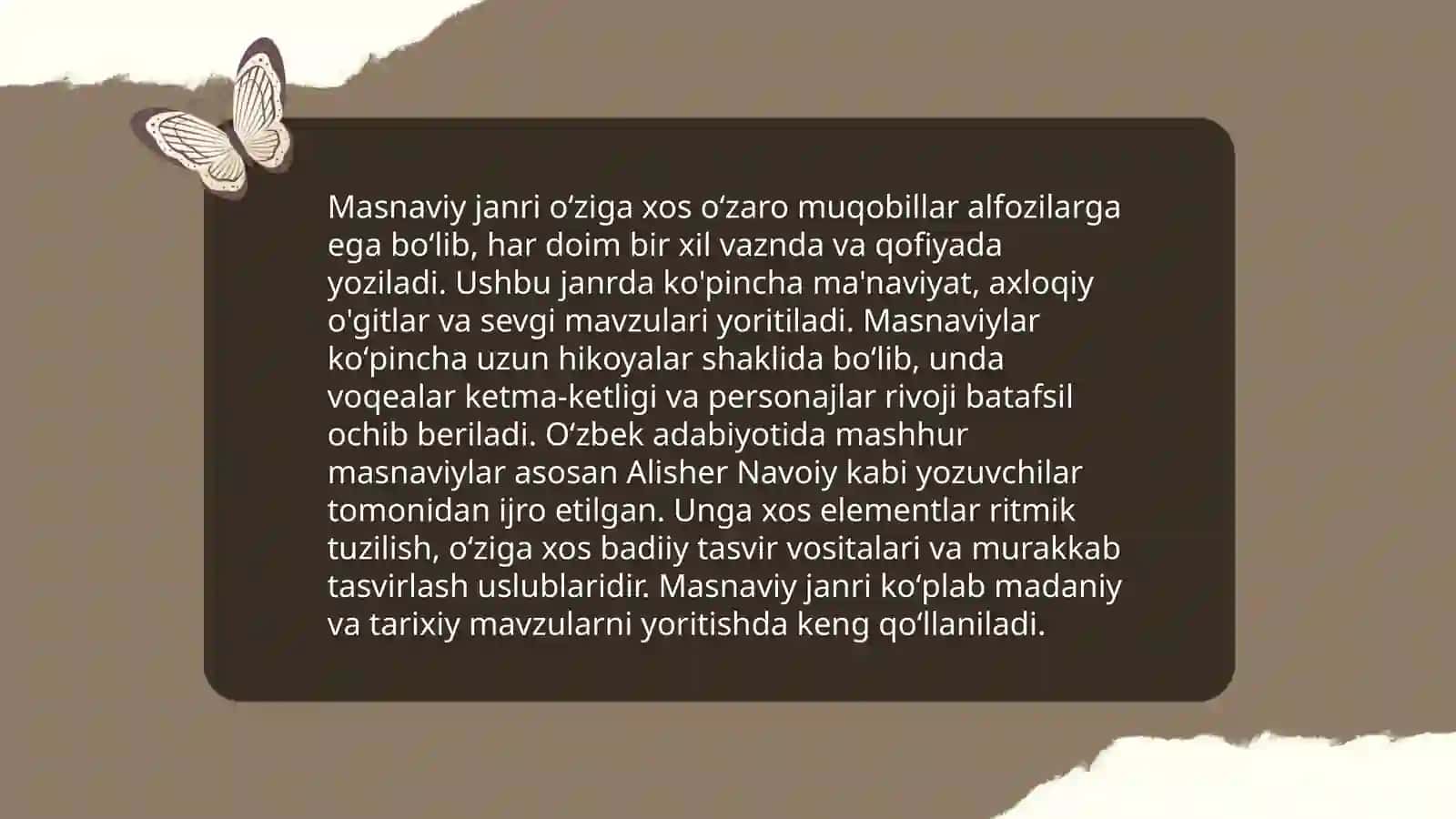 Oʻzbek mumtoz adabiyotida masnaviy janrining tutgan oʻrni 4