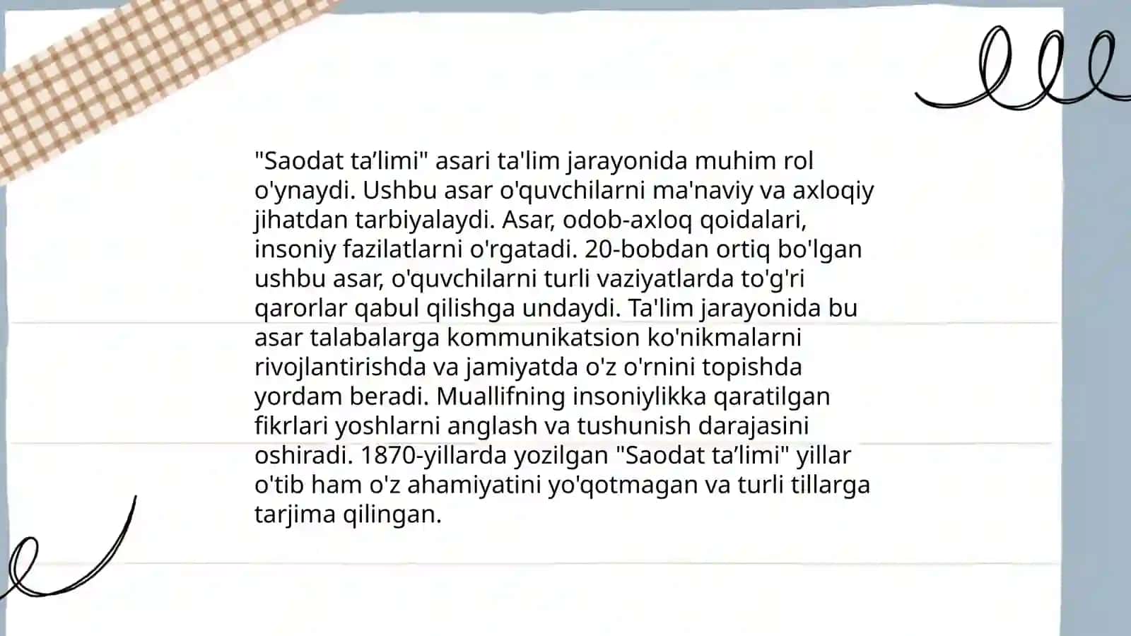 Saodat ta’limi asarining didaktik ahamiyati 4