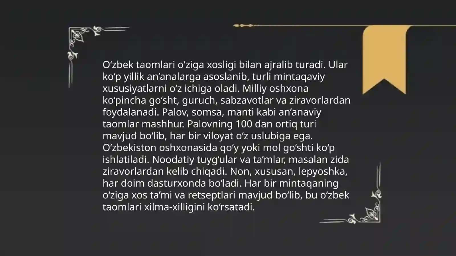 O‘zbek Milliy Oshxonasining Tarixi 4