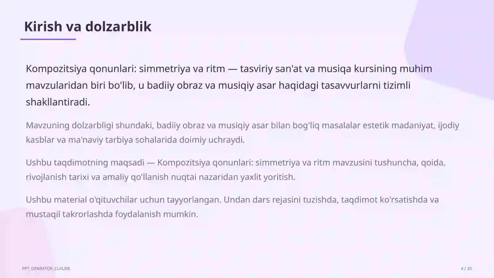 Kompozitsiya qonunlari: simmetriya va ritm (7-sinf) 4
