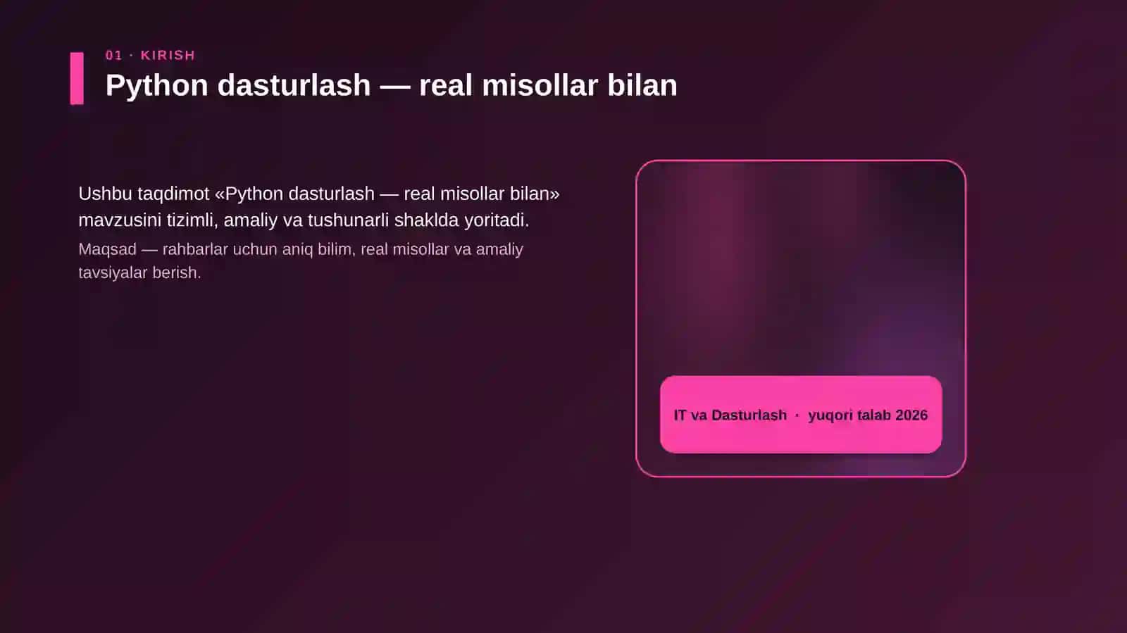 Python dasturlash — real misollar bilan 4