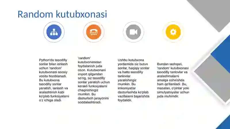 Python dasturlash tilida tasodifiy sonlar bilan ishlash 4
