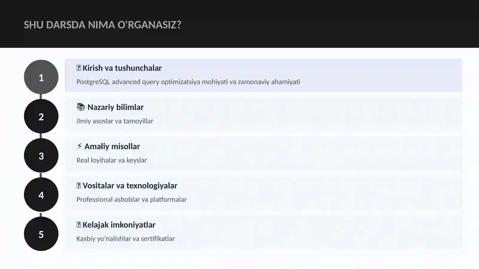 PostgreSQL advanced query optimizatsiya 4