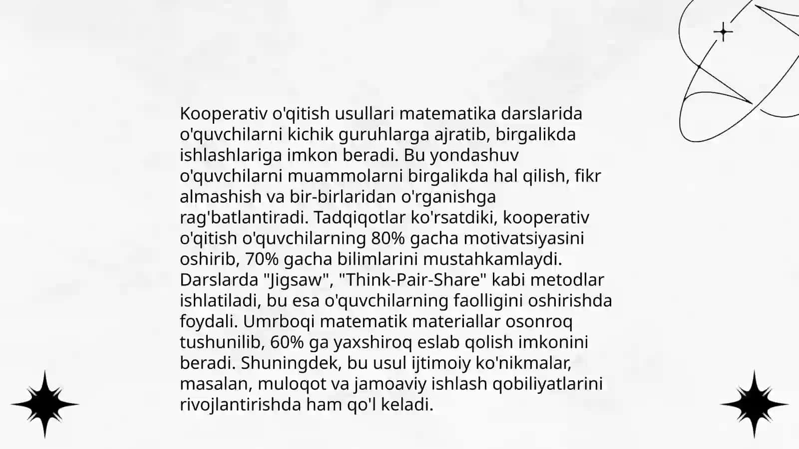 Matematika darsida interfaol dars usullaridan foydalanishning samaradorligi 4