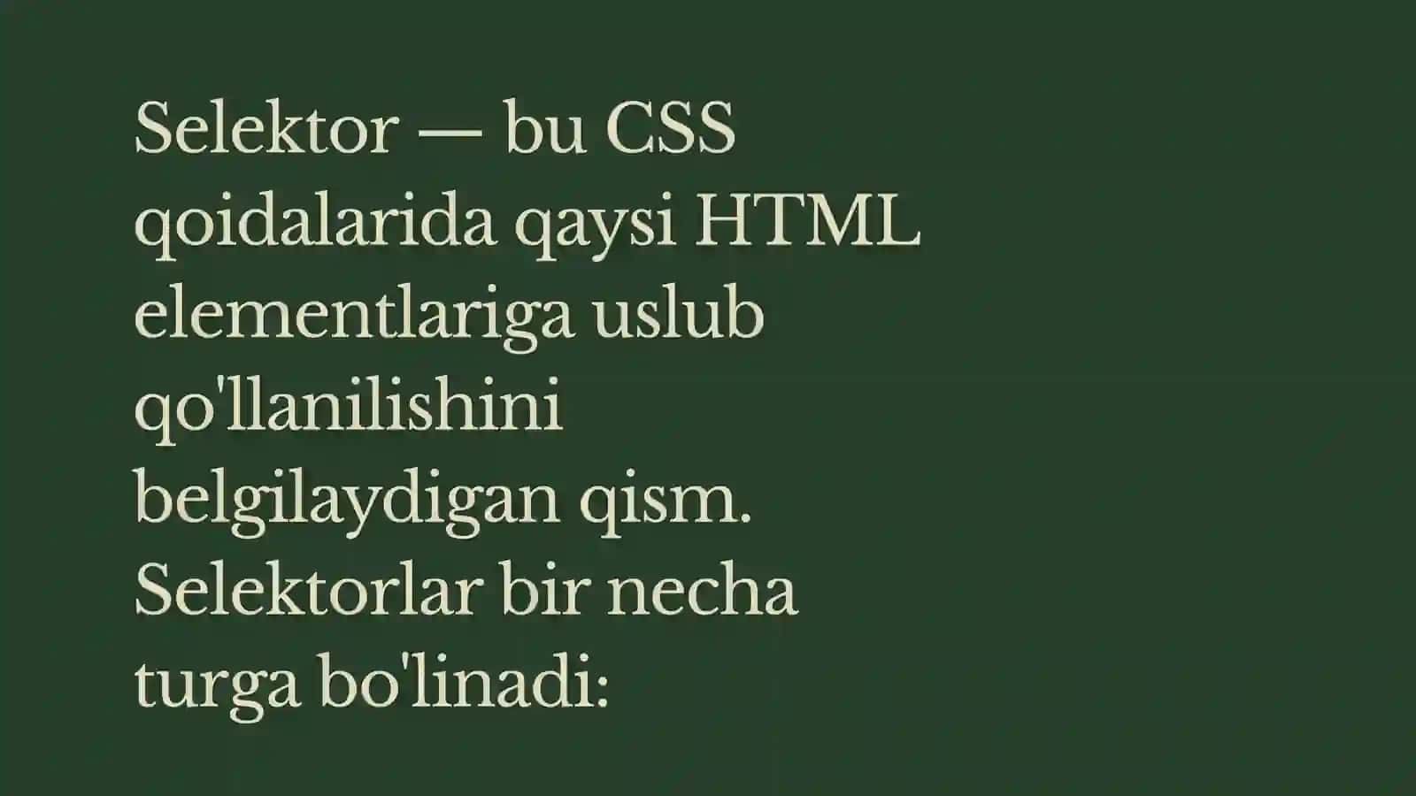 CSS Sintaksisi va CSS Qoidalari 4