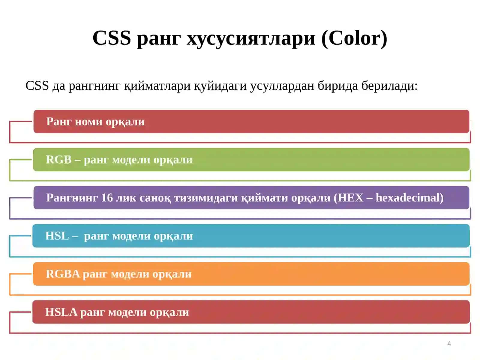 CSS Хусусиятлари 4