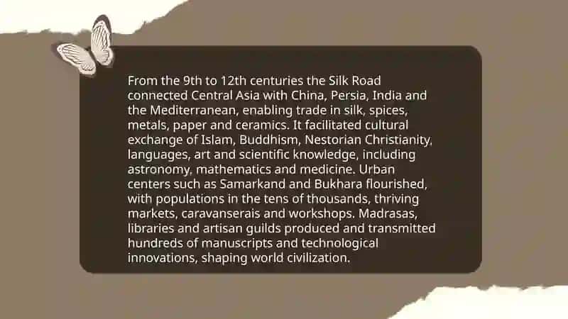The renaissance in the life of the people of central Asia in 9-12 centuries period. The contribution of our ancestors to world civilization. 4