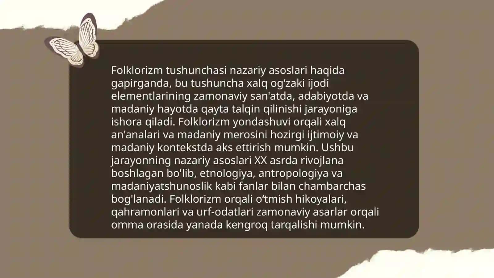 Folklor va badiiy adabiyot munosabatlari.Folklorizm tushunchasi 4