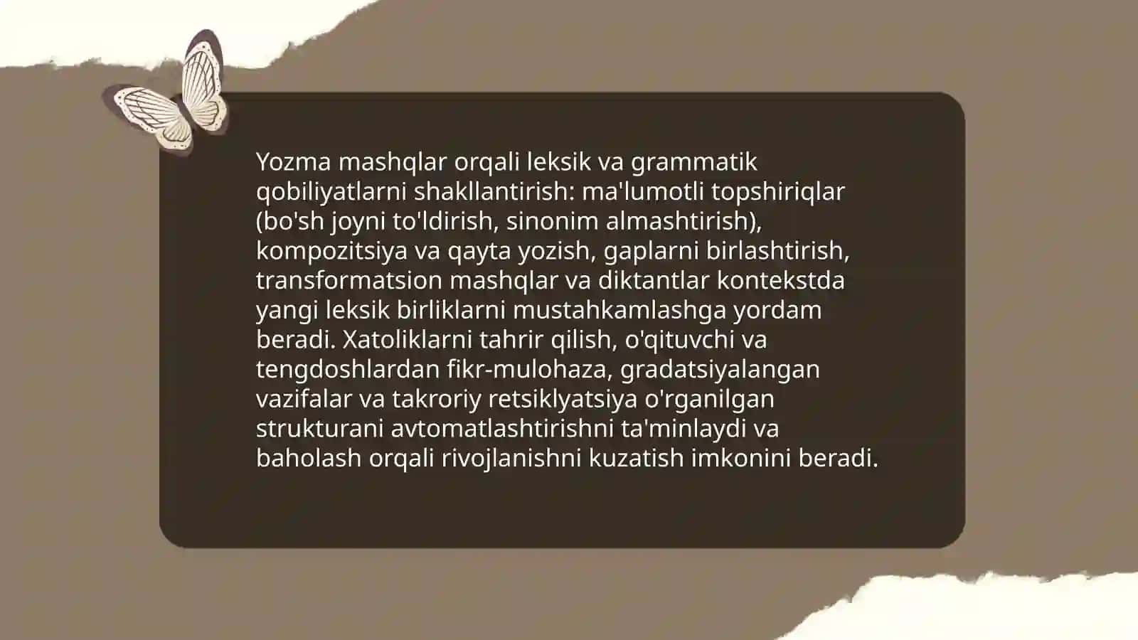 O‘qituvchilarning yozma va og‘zaki nutqni rivojlantirishda yozma ishlarning o‘rni 4