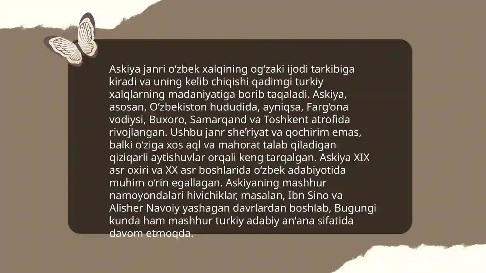 Latifa, lof va askiya janrlari 4