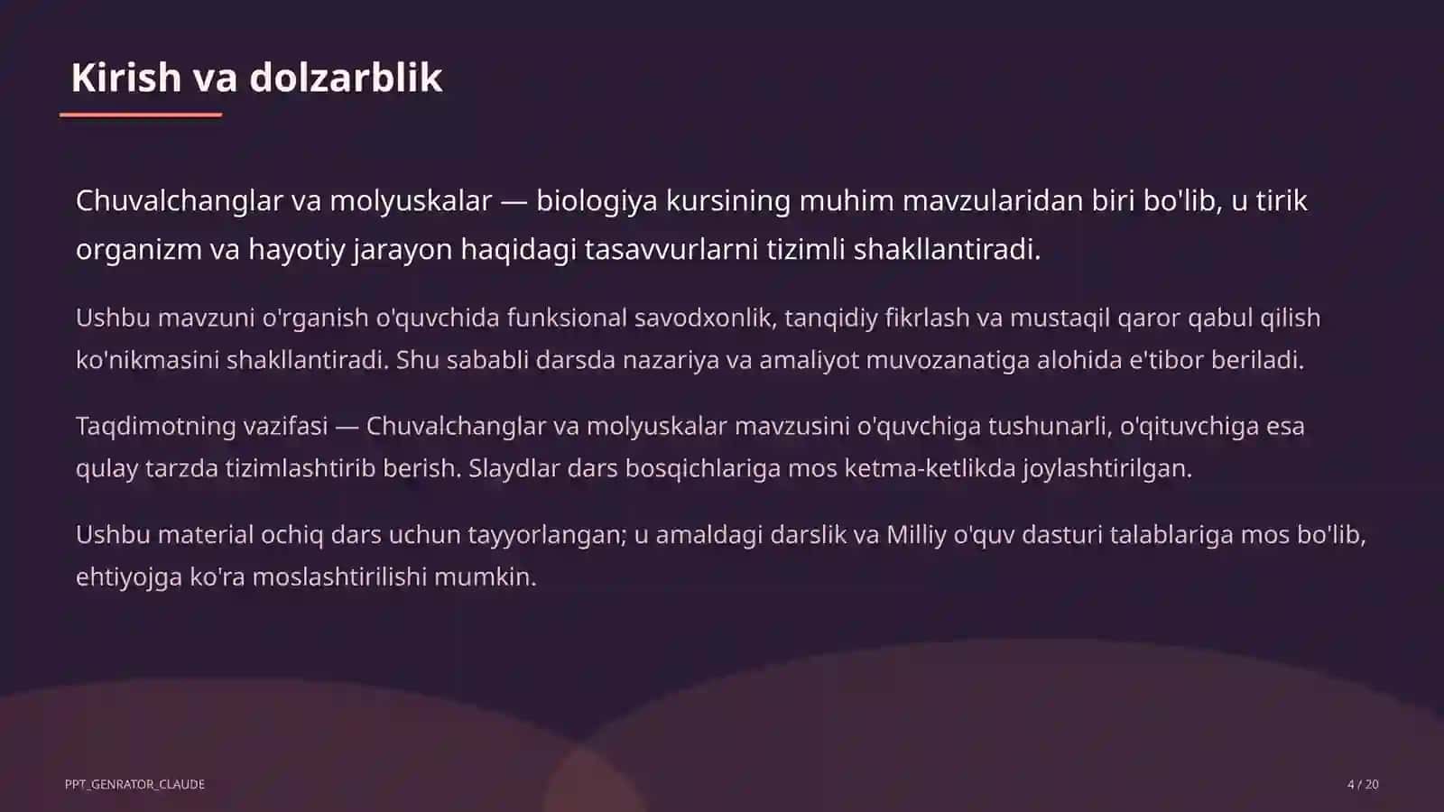 Chuvalchanglar va molyuskalar (7-sinf) 4