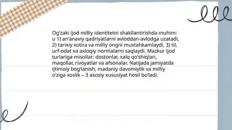 Xalq ogʻzaki ijodi xalq qadriyatlarining tarkibiy qismi sifatida 4
