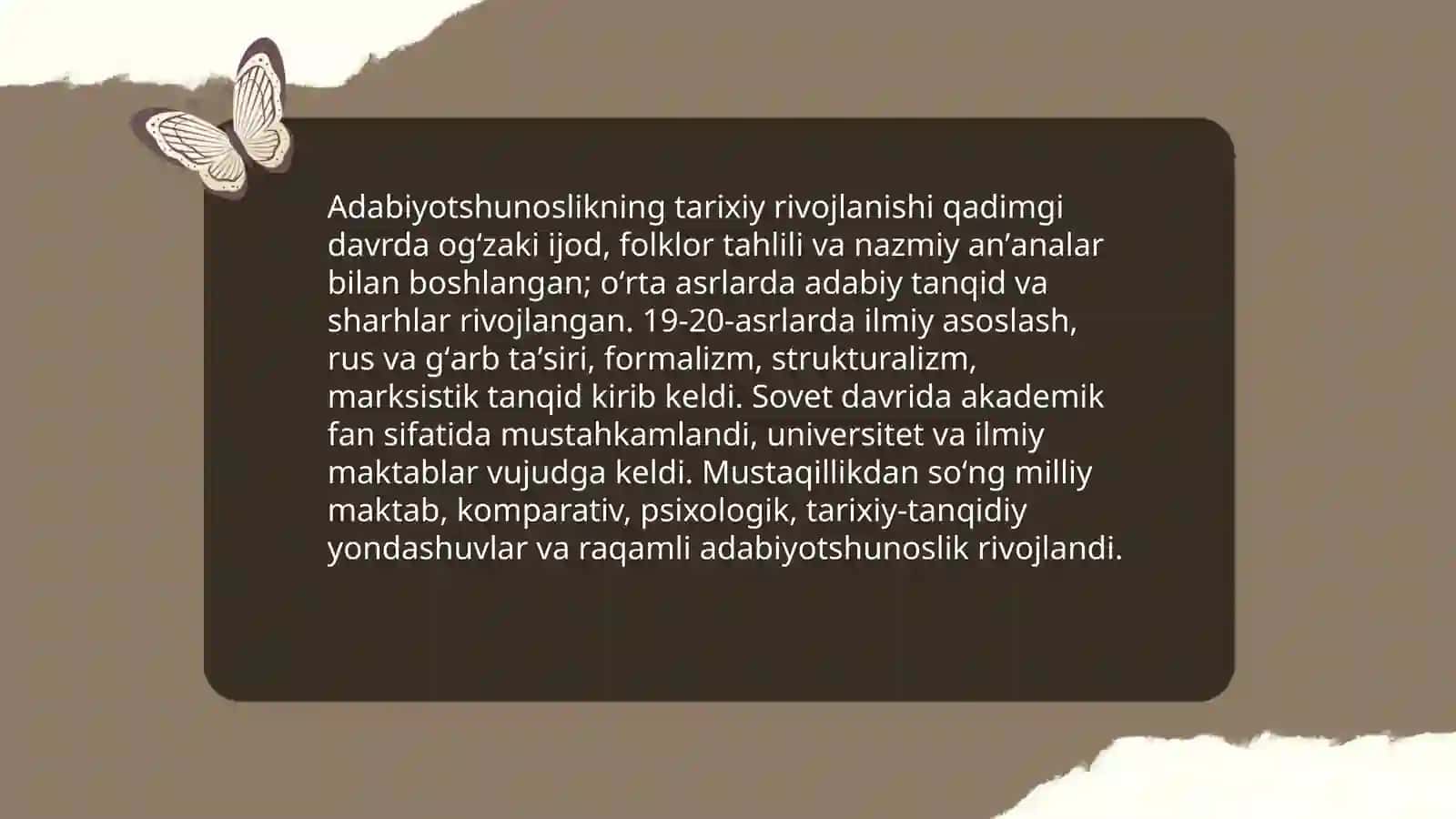 Adabiyotshunoslik badiiy adabiyot toʻgʻrisidagi fan 4
